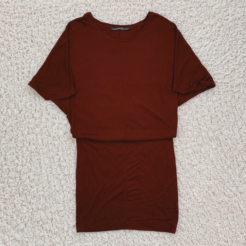 Allsaints Spitalfields Midi Maroon Knit Dress 4
